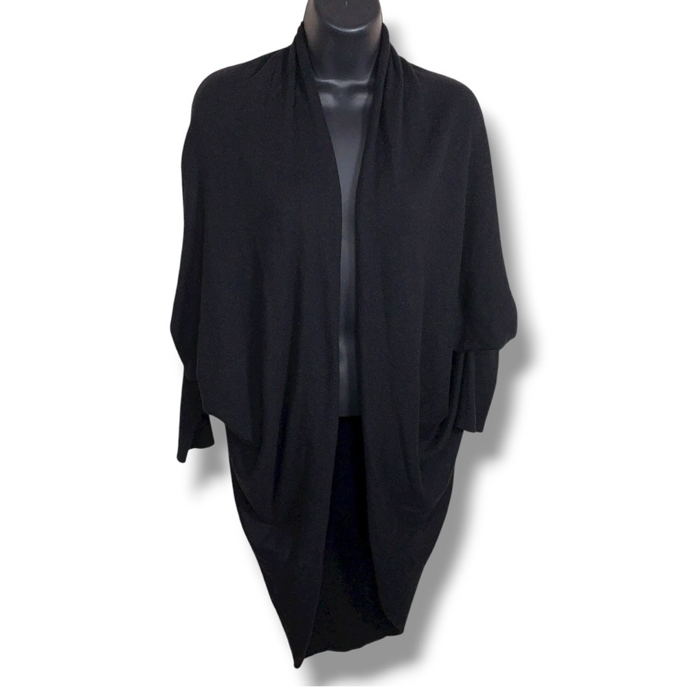 Moth Black Draped Open-Front Poncho Shrug